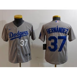 Youth Los Angeles Dodgers 37 Teoscar Hernandez Grey Stitched Baseball Jersey 1