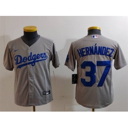 Youth Los Angeles Dodgers 37 Teoscar Hernandez Grey Stitched Baseball Jersey