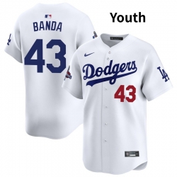 Youth Los Angeles Dodgers 43 Anthony banda White 2024 World Series Stitched Baseball Jersey