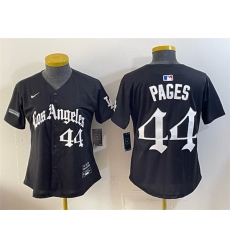 Youth Los Angeles Dodgers 44 Andy Pages Black LA Gothic Style Limited Stitched Baseball Jersey Youth Los Angeles Dodgers 44 Andy Pages Black LA Gothic Style Limited Stitched Baseball Jersey