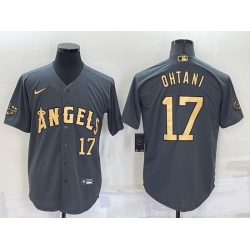 Men Los Angeles Angels 17 Shohei Ohtani 2022 All Star Charcoal Cool Base Stitched Jersey