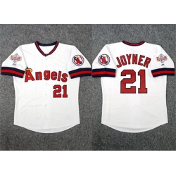 Men Los Angeles Angels 21 Wally Joyner White 1989 All Star Stitched Home Jersey