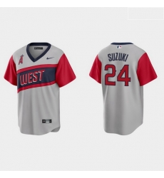 Men Los Angeles Angels 24 Kurt Suzuki Men Nike Gray 2021 Little League Classic Game MLB Jersey