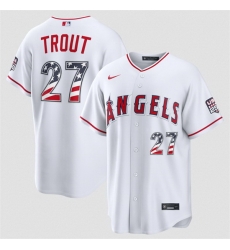 Men Los Angeles Angels 27 Mike Trout 2026 White USA 250 Fourth of July Home Stadium Stitched Baseball Jersey Men Los Angeles Angels 27 Mike Trout 2026 White USA 250 Fourth of July Home Stadium Stitched Baseball Jersey