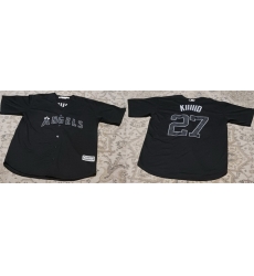 Men Los Angeles Angels  27 Mike Trout KIIIIID Black Stitched Baseball Jersey