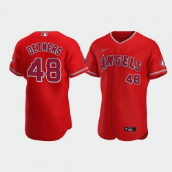 Men Los Angeles Angels 48 Reid Detmers Red Flex Base Stitched Jerse