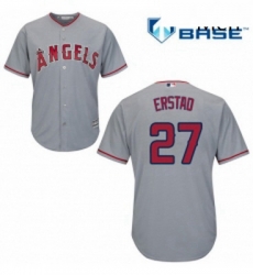 Mens Majestic Los Angeles Angels of Anaheim 27 Darin Erstad Replica Grey Road Cool Base MLB Jersey 