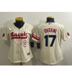 Women's Los Angeles Angels #17 Shohei Ohtani Number Cream 2022 City Connect Cool Base Stitched Jersey