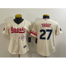 Women's Los Angeles Angels #27 Mike Trout Number Cream 2022 City Connect Cool Base Stitched Jersey