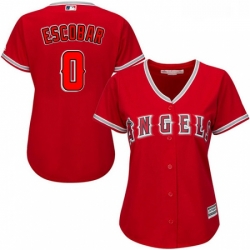 Womens Majestic Los Angeles Angels of Anaheim 0 Yunel Escobar Replica Red Alternate MLB Jersey 