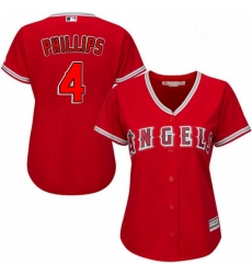 Womens Majestic Los Angeles Angels of Anaheim 4 Brandon Phillips Replica Red Alternate MLB Jersey 