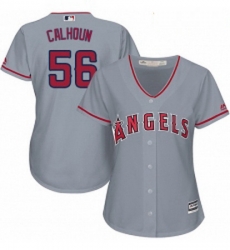 Womens Majestic Los Angeles Angels of Anaheim 56 Kole Calhoun Authentic Grey Road Cool Base MLB Jersey