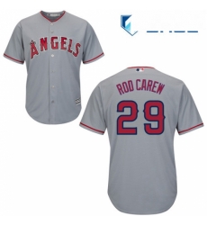 Youth Majestic Los Angeles Angels of Anaheim 29 Rod Carew Replica Grey Road Cool Base MLB Jersey