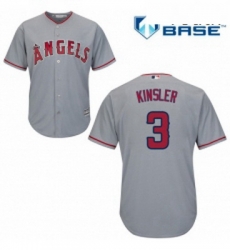 Youth Majestic Los Angeles Angels of Anaheim 3 Ian Kinsler Replica Grey Road Cool Base MLB Jersey 