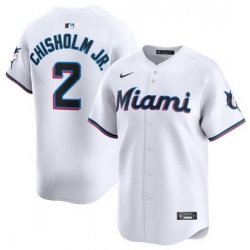 Men Miami Marlins 2 Jazz Chisholm Jr  White 2024 Home Limited Stitched Baseball Jersey