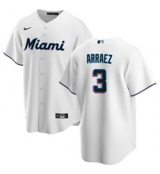 Men Miami Marlins 3 Luis Arraez White Cool Base Stitched Baseball Jersey