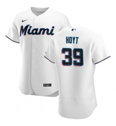 Men Miami Marlins 39 James Hoyt Men Nike White Home 2020 Flex Base Player MLB Jersey