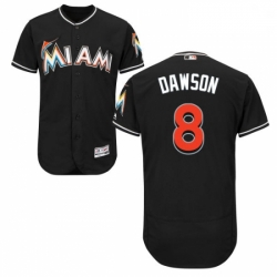 Mens Majestic Miami Marlins 8 Andre Dawson Black Alternate Flex Base Authentic Collection MLB Jersey