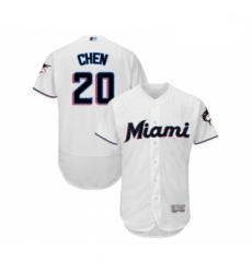 Mens Miami Marlins 20 Wei Yin Chen White Home Flex Base Authentic Collection Baseball Jersey