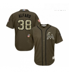 Mens Miami Marlins 38 Jorge Alfaro Authentic Green Salute to Service Baseball Jersey 