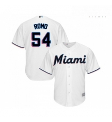 Mens Miami Marlins 54 Sergio Romo Replica White Home Cool Base Baseball Jersey 