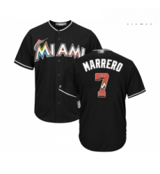 Mens Miami Marlins 7 Deven Marrero Authentic Black Team Logo Fashion Cool Base Baseball Jersey 