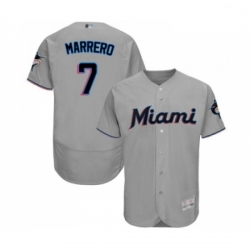 Mens Miami Marlins 7 Deven Marrero Grey Road Flex Base Authentic Collection Baseball Jersey