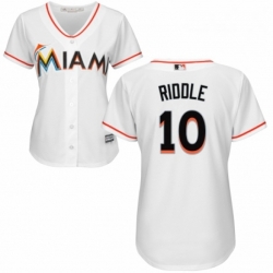 Womens Majestic Miami Marlins 10 JT Riddle Authentic White Home Cool Base MLB Jersey 