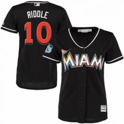 Womens Majestic Miami Marlins 10 JT Riddle Replica Black Alternate 2 Cool Base MLB Jersey 