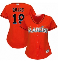 Womens Majestic Miami Marlins 19 Miguel Rojas Authentic Orange Alternate 1 Cool Base MLB Jersey 