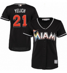 Womens Majestic Miami Marlins 21 Christian Yelich Replica Black Alternate 2 Cool Base MLB Jersey