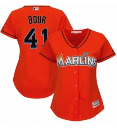 Womens Majestic Miami Marlins 41 Justin Bour Replica Orange Alternate 1 Cool Base MLB Jersey 