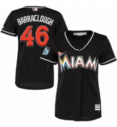 Womens Majestic Miami Marlins 46 Kyle Barraclough Replica Black Alternate 2 Cool Base MLB Jersey 