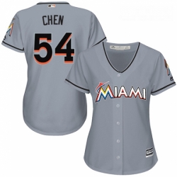 Womens Majestic Miami Marlins 54 Wei Yin Chen Replica Grey Road Cool Base MLB Jersey