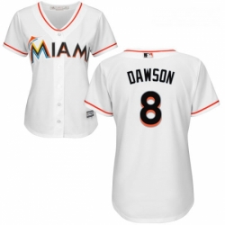 Womens Majestic Miami Marlins 8 Andre Dawson Replica White Home Cool Base MLB Jersey