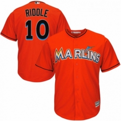 Youth Majestic Miami Marlins 10 JT Riddle Authentic Orange Alternate 1 Cool Base MLB Jersey 