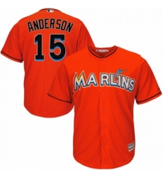 Youth Majestic Miami Marlins 15 Brian Anderson Replica Orange Alternate 1 Cool Base MLB Jersey 