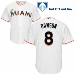 Youth Majestic Miami Marlins 8 Andre Dawson Authentic White Home Cool Base MLB Jersey