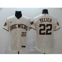 Brewers 22 Christian Yelich Cream Nike 2020 Flexbase Jersey 2