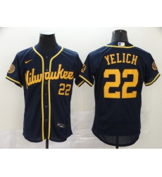 Brewers 22 Christian Yelich Navy Nike 2020 Flexbase Jersey