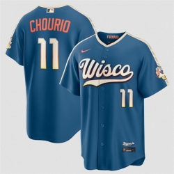 Men Milwaukee Brewers  11 Jackson Chourio Mineral Blue 2026 City Connect Stadium Stitched Baseball Jersey