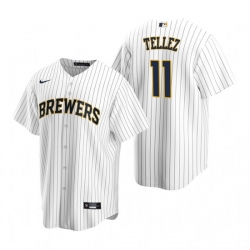 Men Milwaukee Brewers 11 Rowdy Tellez White Cool Base Stitched Jerse