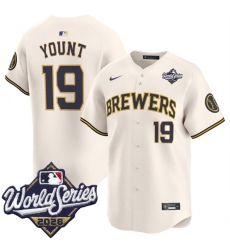 Men Milwaukee Brewers  19 Robin Yount Cream 2026 World Series Limited Stitched Baseball Jersey