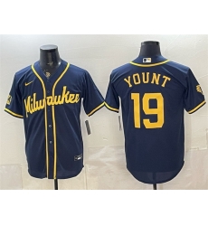 Men Milwaukee Brewers  19 Robin Yount Navy 2025 With Patch Stitched Baseball Jersey
