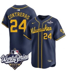 Men Milwaukee Brewers  24 William Contreras Navy 2026 World Series Alternate Limited Stitched Baseball Jersey