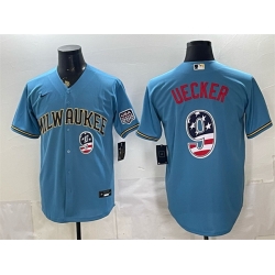 Men Milwaukee Brewers  9 Bob Uecker Blue 2026 USA 250 Fourth of July Home Stadium Stitched Baseball Jersey
