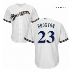 Mens Majestic Milwaukee Brewers 23 Keon Broxton Replica Navy Blue Alternate Cool Base MLB Jersey 