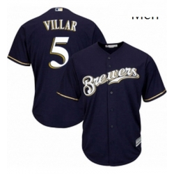 Mens Majestic Milwaukee Brewers 5 Jonathan Villar Replica Navy Blue Alternate Cool Base MLB Jersey