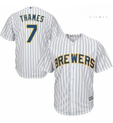 Mens Majestic Milwaukee Brewers 7 Eric Thames Replica White Alternate Cool Base MLB Jersey