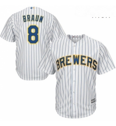 Mens Majestic Milwaukee Brewers 8 Ryan Braun Replica White Alternate Cool Base MLB Jersey